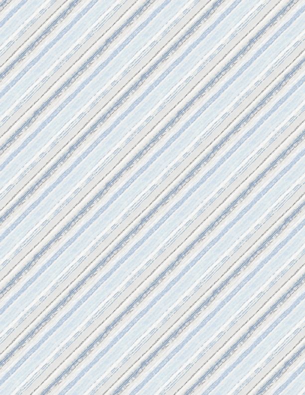 Wilmington Prints - Woodland Frost - Diagonal Stripe, Light Blue