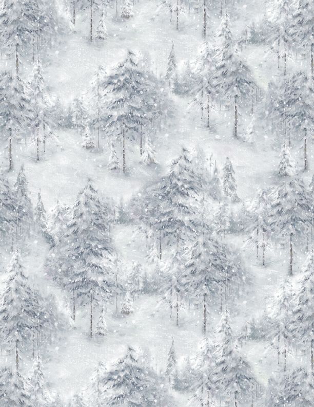 Wilmington Prints - Woodland Frost - Winter Forest, Gray