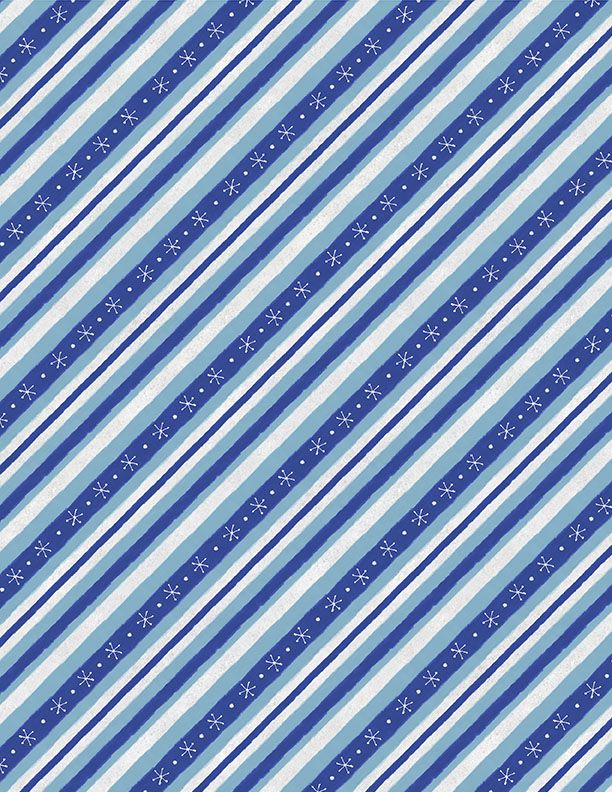 Wilmington Prints - Woodland Gifts - Diagonal Stripe, Blue