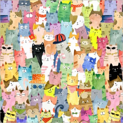 Windham - 108' Quilt Back - Full of Purrsonality, Multi