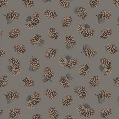 Windham - Archer Flannel - Pinecones, Grey