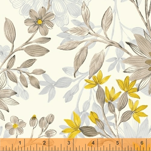 Windham - Eliana - Large Floral, Yellow/Grey/Cream