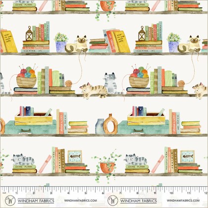 Windham Fabrics - Cats Around Town - Cats on Display, Ivory