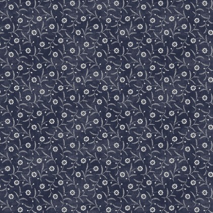 Windham Fabrics - Faded Indigo - Daisy Toss, Dark Indigo