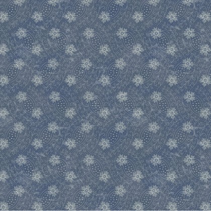 Windham Fabrics - Faded Indigo - Elegant Floral, Dark Rinse