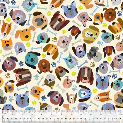 Windham Fabrics - Fur-ever Friends - Man's Best Friend, Ivory