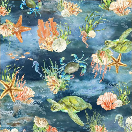 Windham Fabrics - Ocean Life - Deep Sea Blues, Blues