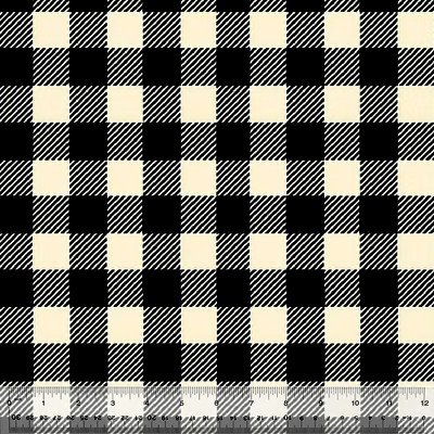 Windham Fabrics - Winter Fleece Print - Buffalo Plaid, Black/White