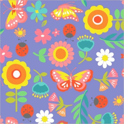 Windham Fabrics - Winter Fleece Print - Garden Play, Purple