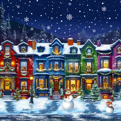 Windham Fabrics - Winter Wonder - 36' Winter Town Puff Panel, Multi