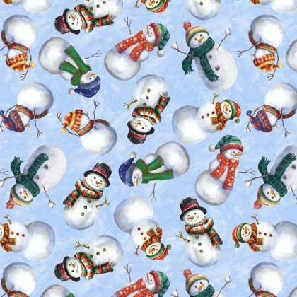 Windham Fabrics - Winter Wonder - Snow Guys & Gals, Icy Blue