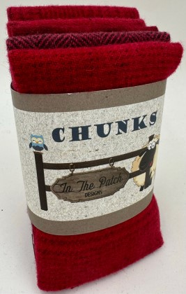Wool Chunks - Reds - 9' x 10' Pieces