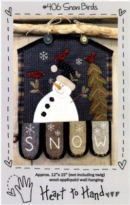 Wool Pattern - Snow Birds - 12' x 15' Wool-appliqued Wall Hanging
