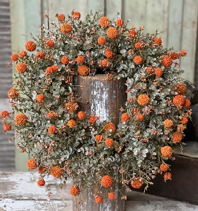 Wreath - Fall Garden 22', Pumpkin