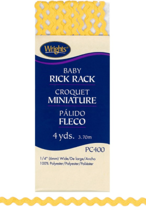 Wrights - Baby Rick Rack - 1/4' X 4 Yards, Canary