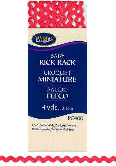 Wrights - Baby Rick Rack - 1/4' X 4 Yards, Red