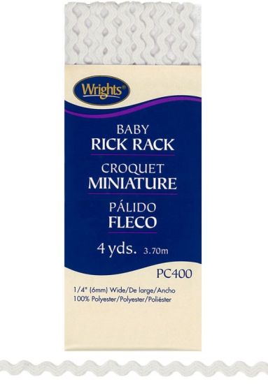Wrights - Baby Rick Rack - 1/4' X 4 Yards, White