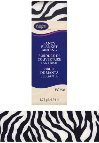 Wrights - Fancy Blanket Binding - 2' x  4.75 yds, Zebra Print