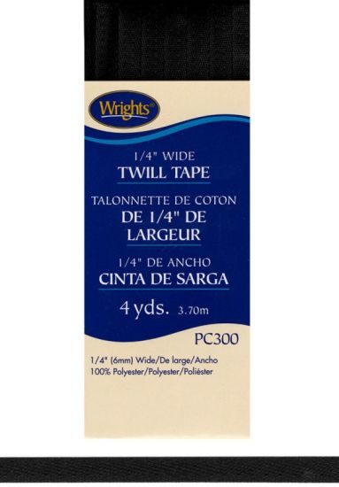 Wrights - Twill Tape - 1/4' x 4 yds, Black