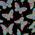 Benartex - Alluring Butterflies - Small Butterflies Aflutter, Black