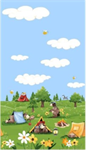 SusyBee - Baron Goes Camping - Border Print, Light Blue