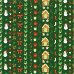 Robert Kaufman - Tiny Tidings - Mini Motifs in Stripes, Evergreen