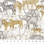 Northcott - Two By Two - Large Animals, Cream