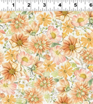Clothworks - Hummingbird Days - Packed Floral, Light Orange