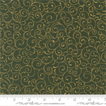 Moda - Merry Manor Metallic - Swirl Blenders, Evergreen
