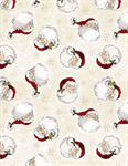 Wilmington Prints - The Jolly North - Santa Head Toss, Cream