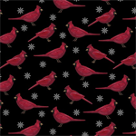 Benartex Artistry - Winter at The Farm - Cardinals & Flakes, Black