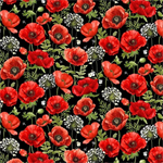 Timeless Treasures - Poppy Passion - Poppy Field, Black