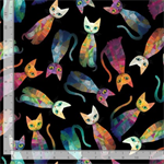 Timeless Treasures - Cats - Tossed Quilt Cats, Black