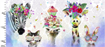 3 Wishes - Party Animals - 22^ Animal Panel, Multi