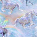 Quilting Treasures - Unicorn Mystique - Unicorns & Rainbows, Blue