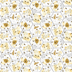 Blank Quilting - Royal Jelly - Bees & Floral in Large Honeycomb, Ivory