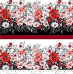 Henry Glass - Scarlet's Treasure - Border Stripe, Red White