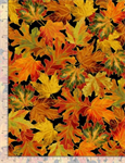 Timeless Treasures - Fall is in The Air - Allover Metallic Autumn Leaves, Black