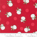 Moda - Snow Time - Tossed Snowman, Poinsettia Red