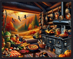 Blank Quilting - Homestead Heritage - 36^ Cabin Kitchen Panel, Charcoal