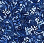 Hoffman Califorina - Bountiful and Blue - Tossed Leaves, Navy