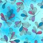 Quilting Treasures - Serafina - Tossed Leaves, Turquoise