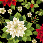 Benartex - Kanvas - 108^ Joyous Garden - Poinsettia, Black