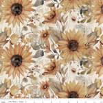 Riley Blake - 107/108^ Evening on the Prairie - Watercolor Sunflowers, Cream