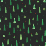 Robert Kaufman - Tiny Tidings - Mini Trees, Black