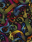 Timeless Treasures - Music - Bright Music Notes, Black