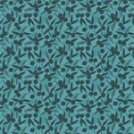 Quilting Treasures - Dahlias At Dusk - Leaf & Berries Silhouettes, Teal