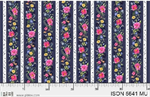 P & B Textiles - Indigo Song - Flowing Floral Border Stripe, Multi