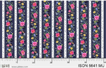 P & B Textiles - Indigo Song - Flowing Floral Border Stripe, Multi