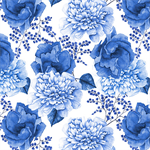 Blank Quilting - Blue Jubilee - Roses, Medium Blue